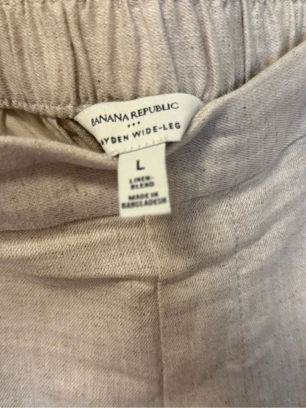 Banana Republic Hayden Neutral Beige Wide-Leg Linen Pants